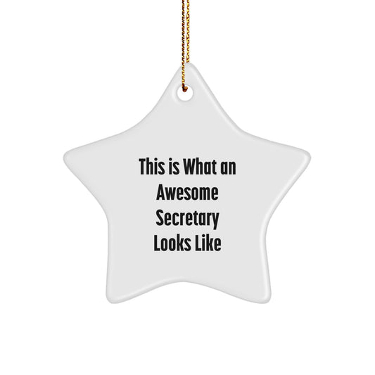 Inspirational Secretary Gifts from Men to Friends - This Is What An Awesome Secretary Looks Like Star Ornament for Christmas - Image 1