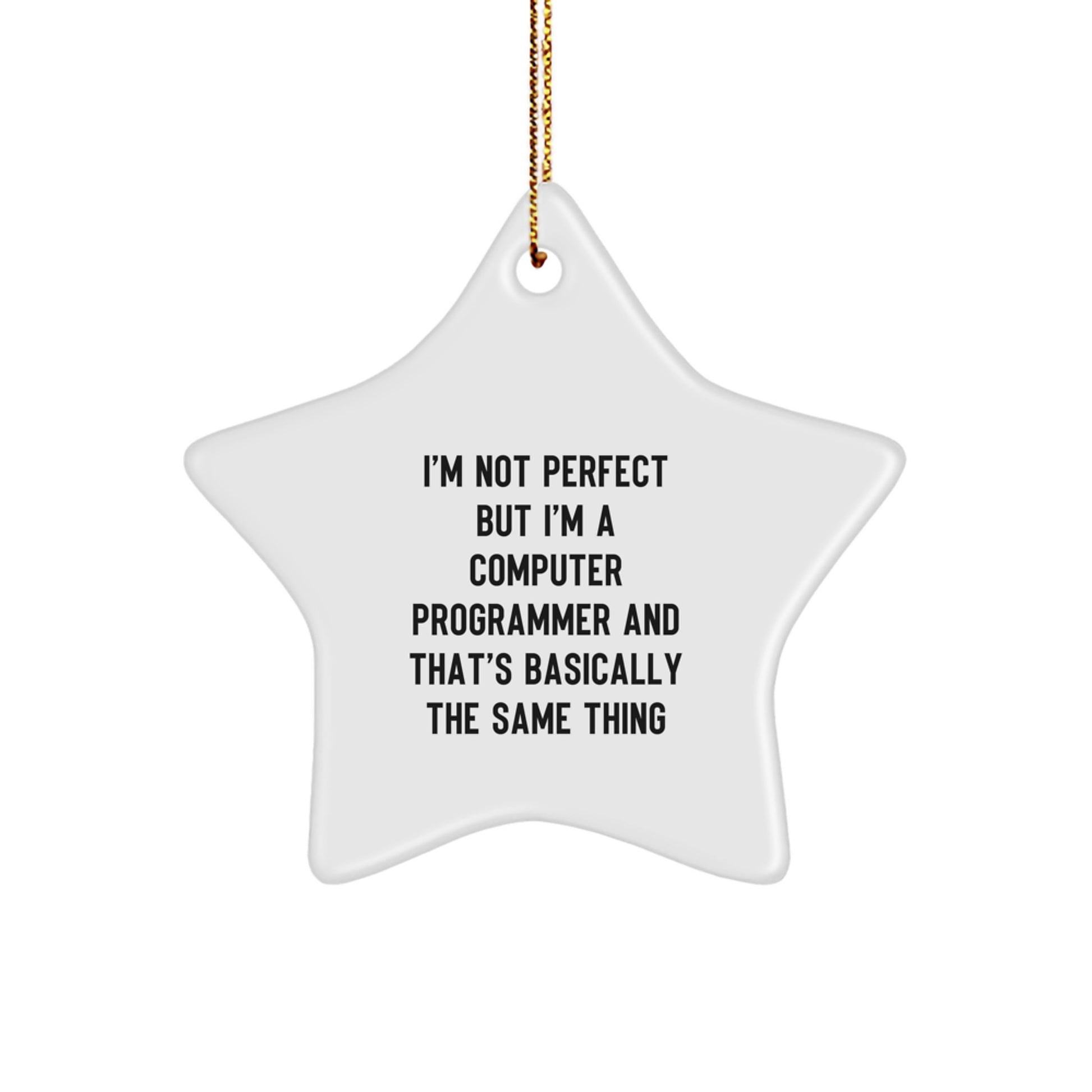 Funny Computer Programmer Gifts from Friends or Family - I'm Not Perfect Computer Programmer Star Ornament for Christmas - Image 1