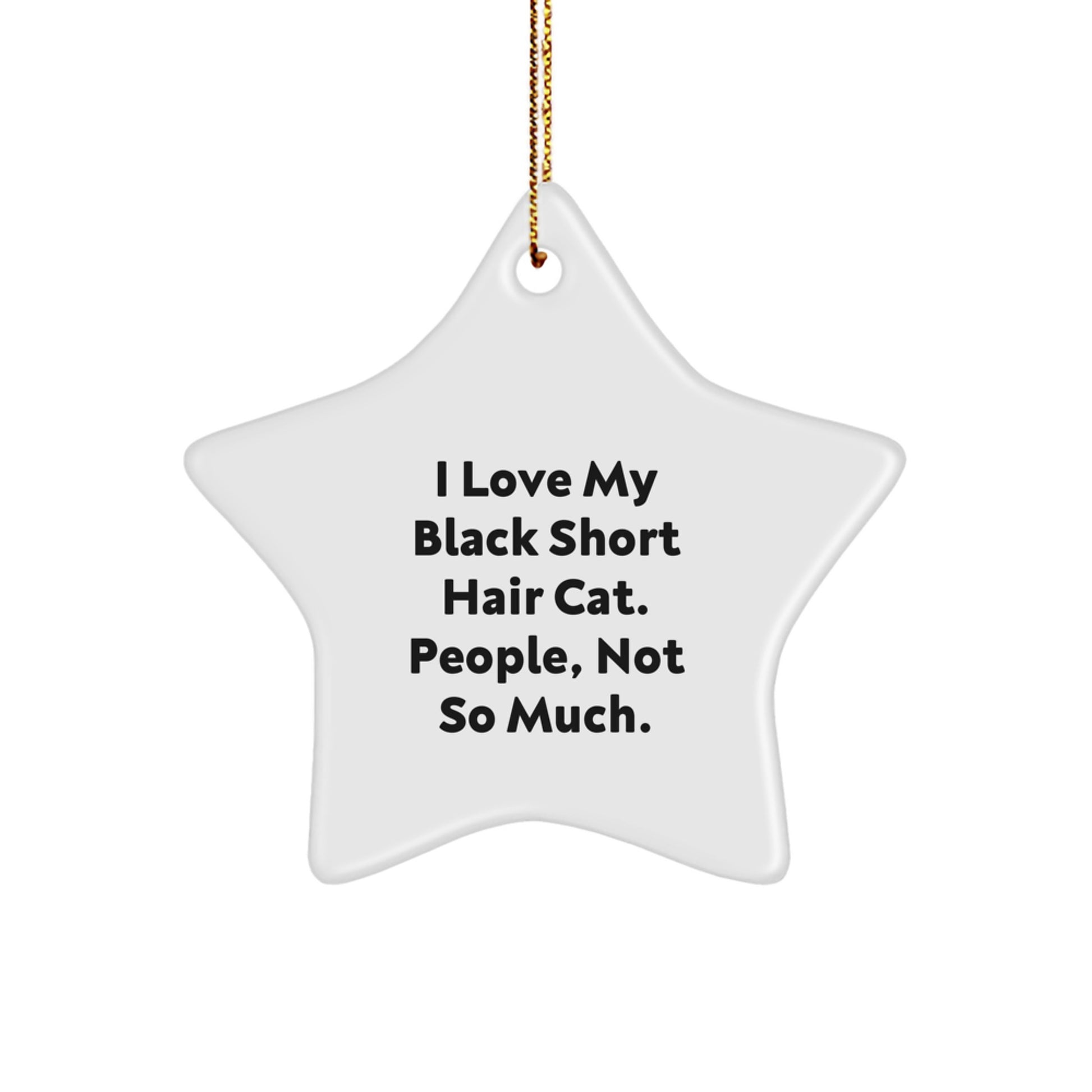 Funny Black Short Hair Cat Lover Gifts from Family for Christmas - Star Ornament, I Love My Black Short Hair Cat. People, Not So Much. - Image 1