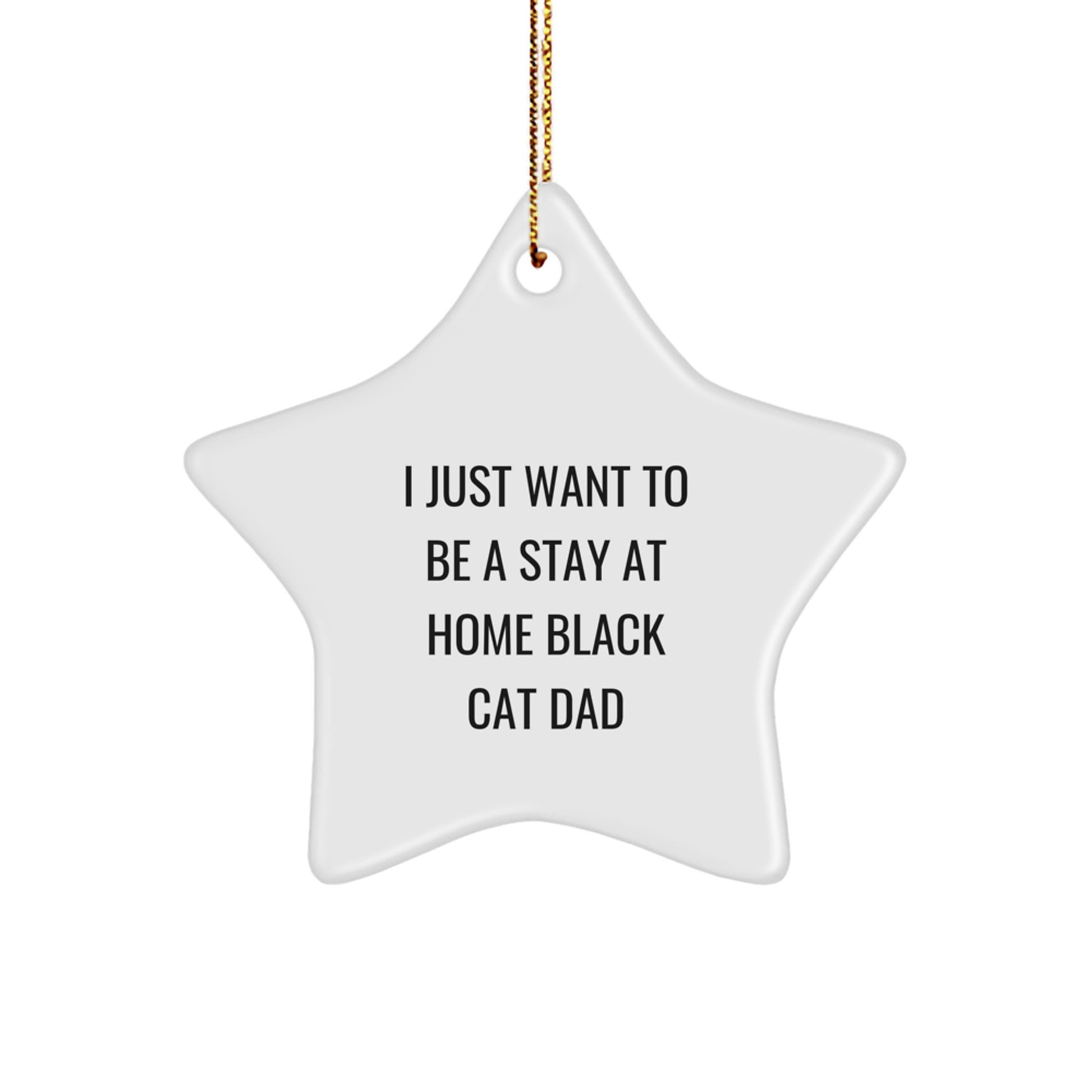 Funny Black Cat Star Ornament Gifts from Men to Stay at Home Black Cat Dads, Unique Christmas Decorations for Black Cats, Quote 'I Just Want To Be A Stay At Home Black Cat Dad' - Image 1
