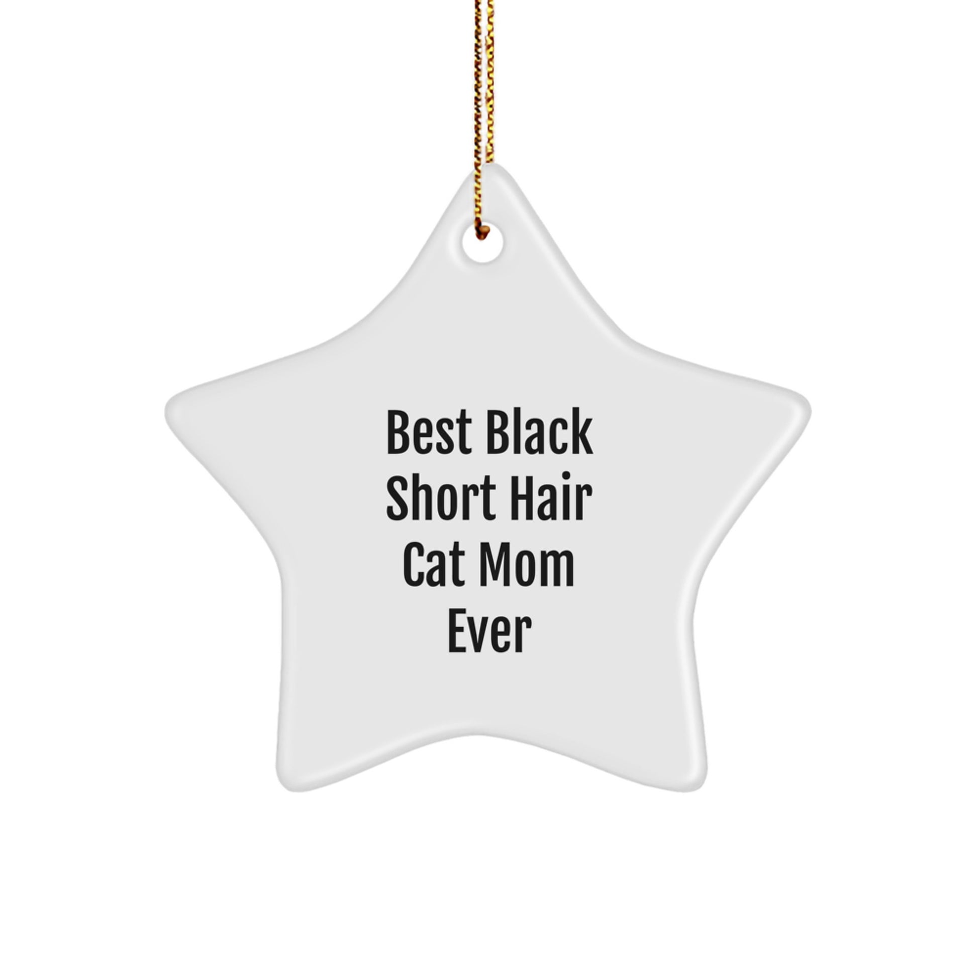 Funny Black Short Hair Cat Mom Gift, Best Star Ornament for Christmas from Friends to Family - Image 1