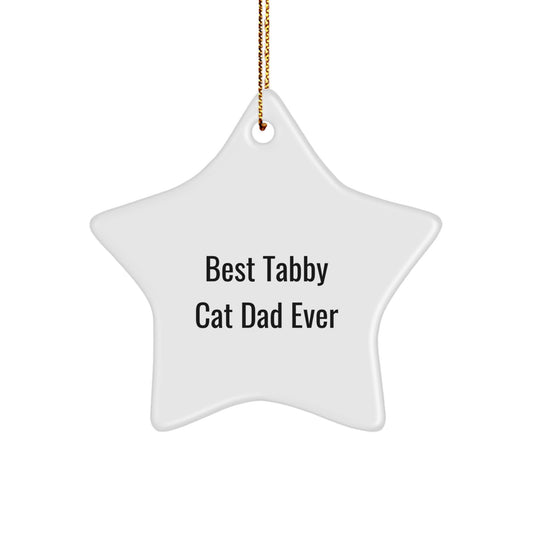Funny Tabby Cat Dad Ever Gifts from Men for Unique Christmas Star Ornament - Image 1