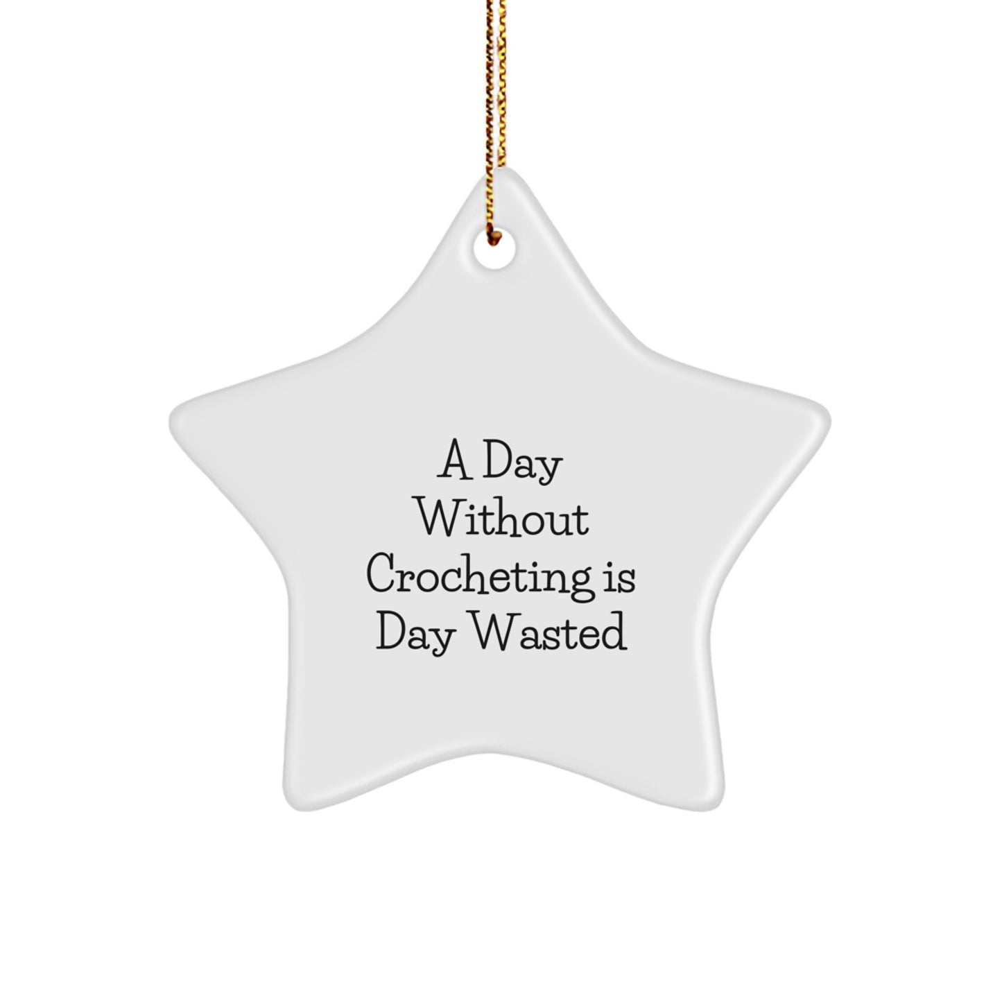 Funny Crocheting Star Ornament Gifts from Family for Crocheting Enthusiasts, Christmas Unique Decorations, Star Shaped, White, Sublimation Printing, Easy Hanging - Image 1