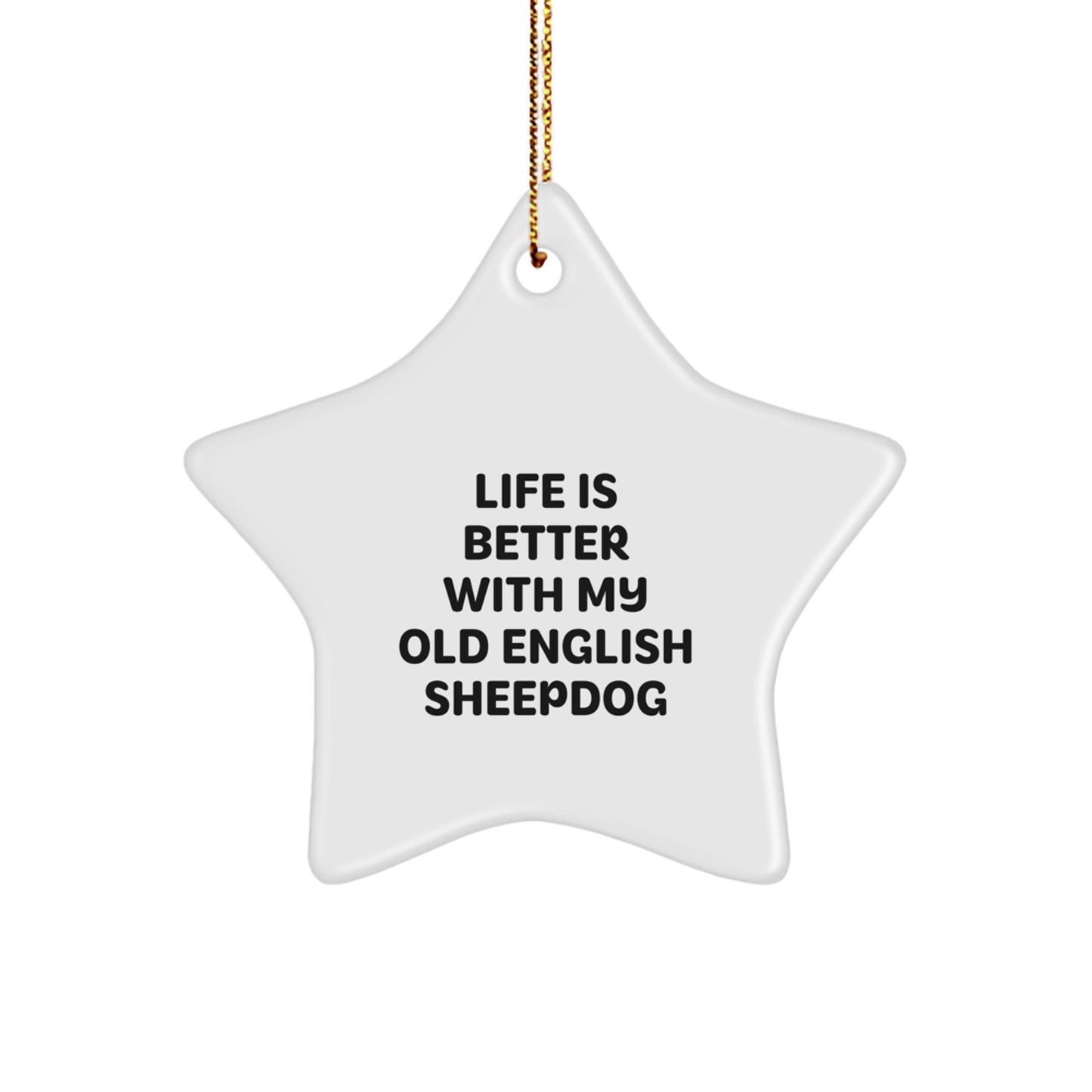 Funny Old English Sheepdog Star Ornament Gifts for Men Women Friends Family Christmas Unique - Image 1