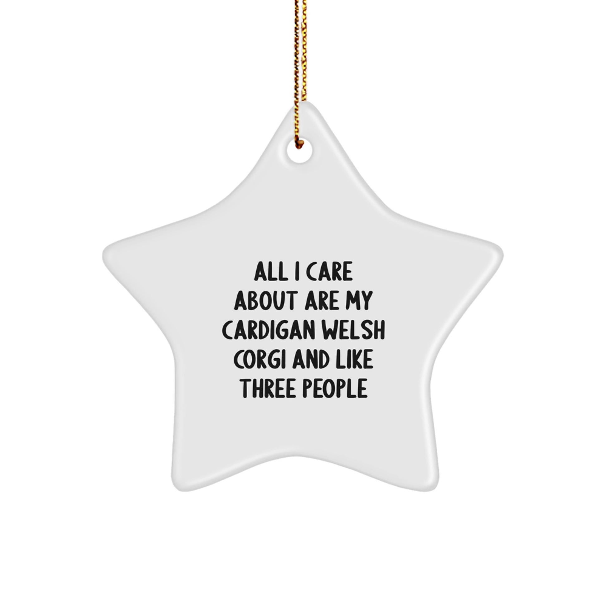 Funny Cardigan Welsh Corgi Dog Lover Gifts from Friends for Home Decor, All I Care About Are My Cardigan Welsh Corgi And Like Three People Star Ornament for Christmas - Image 1