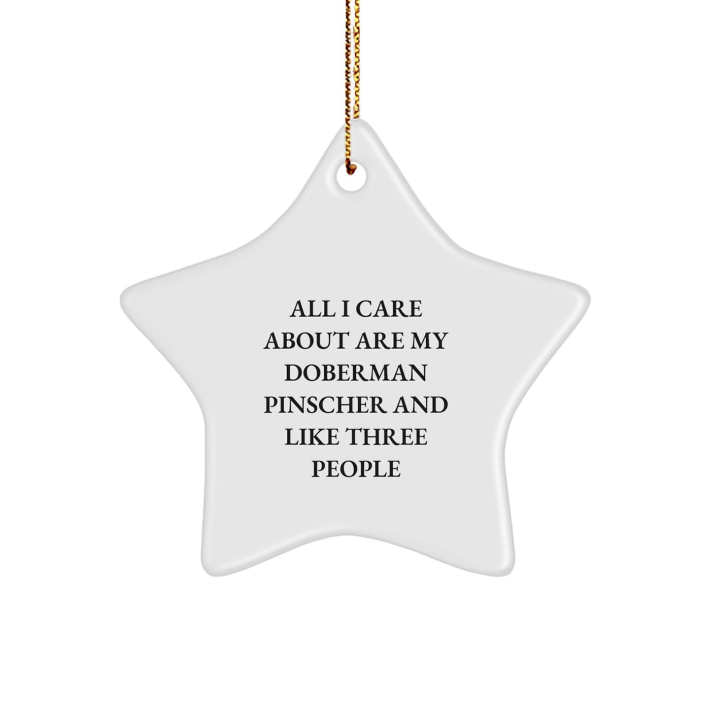 Doberman Pinscher Dog Gifts from Family for Christmas Unique Star Ornaments - 'All I Care About Are My Doberman Pinscher And Like Three People' - Image 1