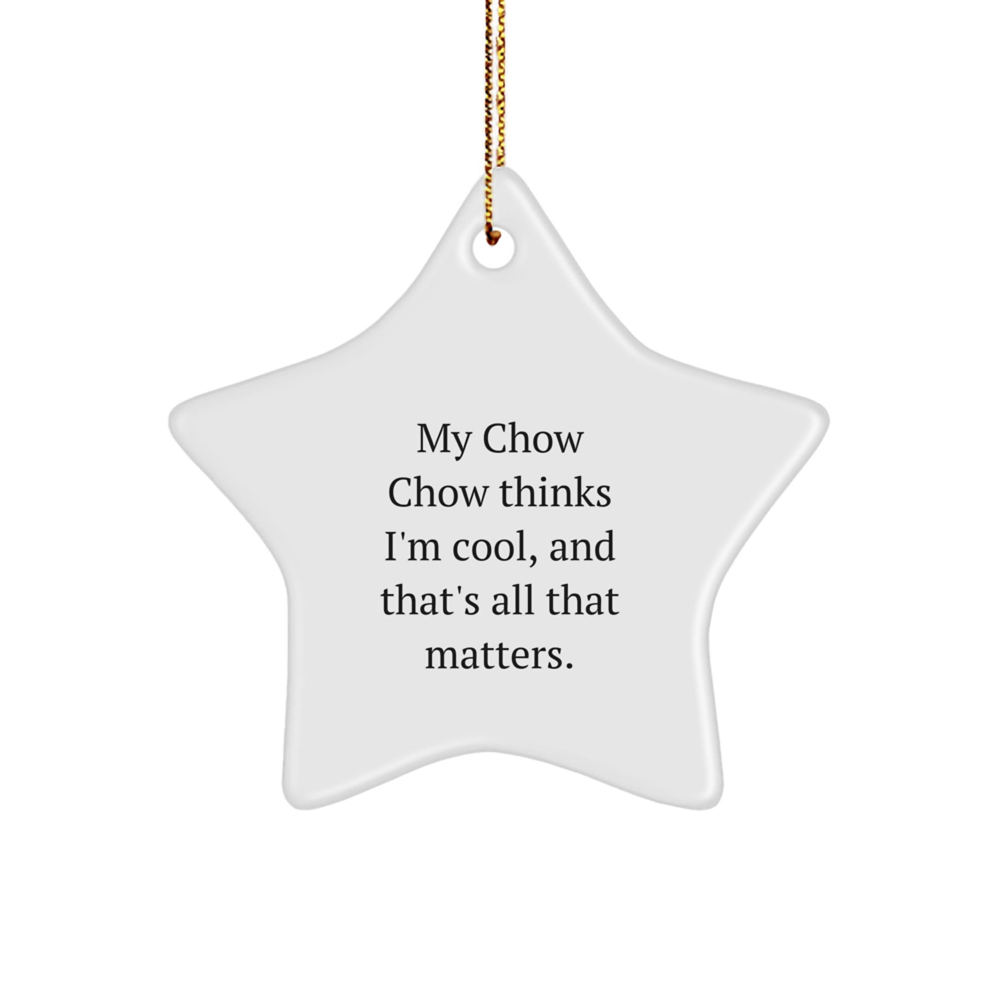 Chow Chow Dog Lovers Gifts from Friends to Family, Christmas Unique Star Ornaments, 'My Chow Chow Thinks I'm Cool, And That's All That Matters.' - Image 1