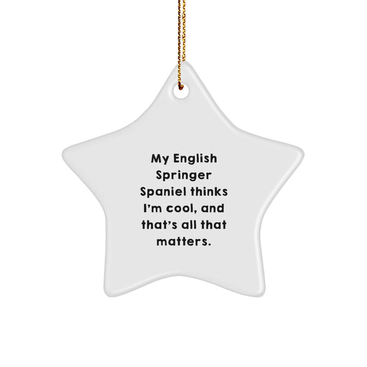 English Springer Spaniel Dog Lover Gifts from Friends and Family - Star Ornament with Funny Quote, Perfect Christmas Unique Gift for English Springer Spaniel Dog Owners, Unique MDF Crafted Ornament - Image 1
