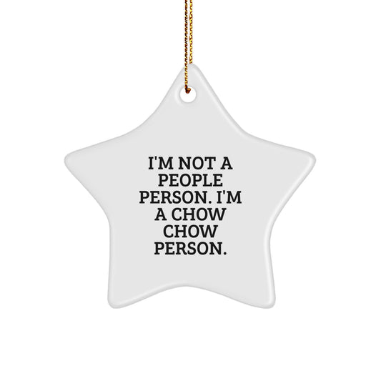 Chow Chow Dog Lovers Star Ornament, Funny Quote Gifts from Friends for Family Christmas Unique Present, Durable MDF Material, Vibrant Colors, Gold Cord Hanging, 3.25" Tall - Image 1