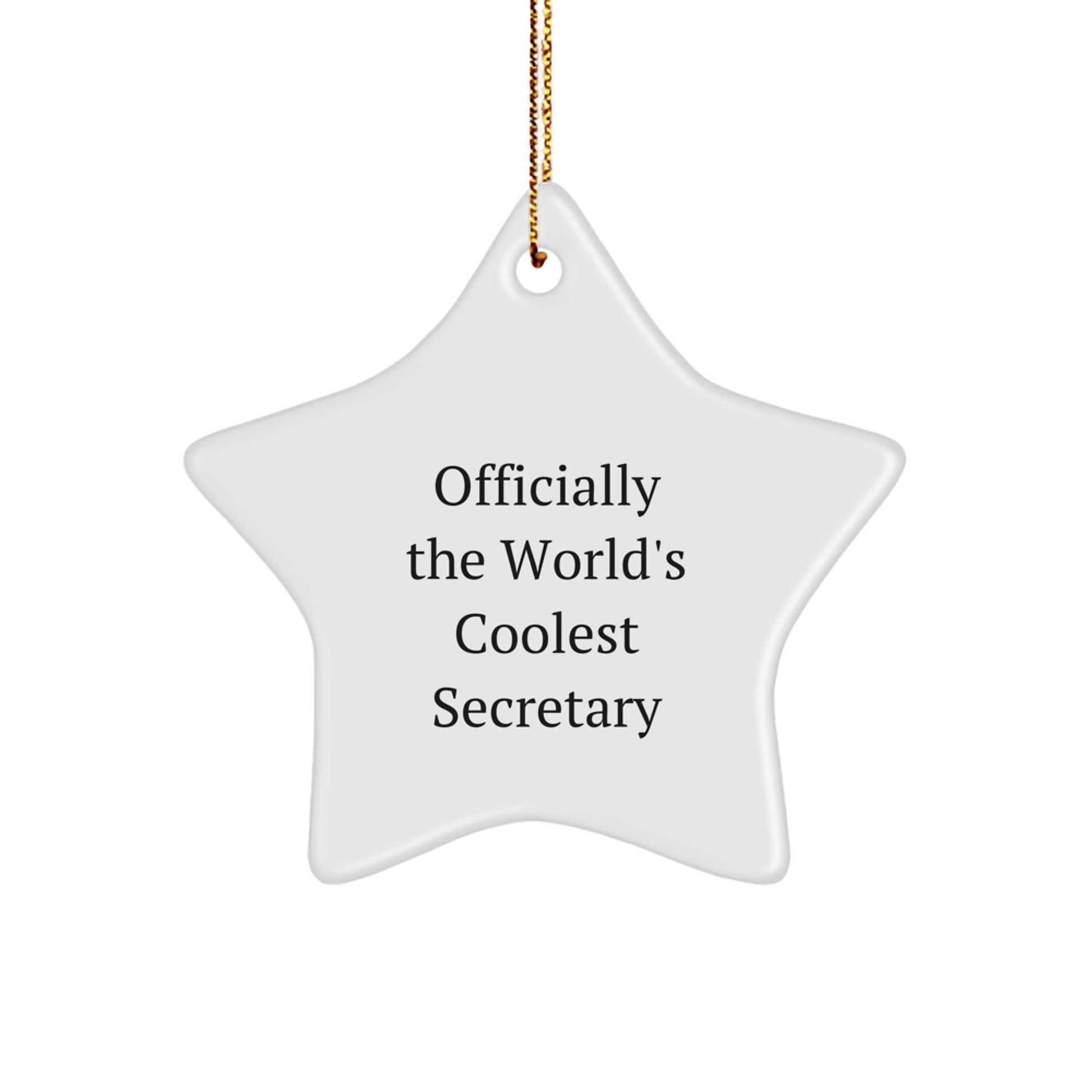 Funny Secretary Gifts from Friends, 'Officially The World's Coolest Secretary' Star Ornament for Christmas - Image 1