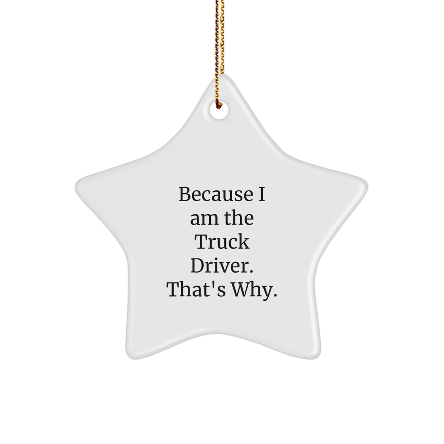 Funny Truck Driver Gifts, Star Ornaments, Christmas Unique Gifts from Friends, Family, or Coworkers to Truck Driver, Because 'I Am The Truck Driver. That's Why.' - Image 1