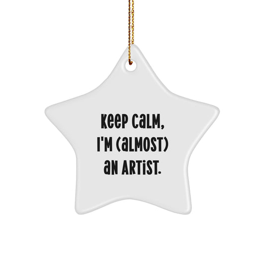 Funny Artist Star Ornament Gifts for Women from Friends, Artist Quotes Christmas Unique Gifts, Star Shaped MDF Wood Decorations - Image 1