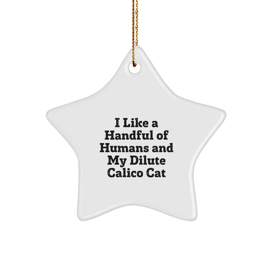 Funny Dilute Calico Cat Lover Gifts from Men to Women, Christmas Unique Gifts for Dilute Calico Cat Enthusiasts - Star Ornament, I 'Like A Handful Of Humans And My Dilute Calico Cat' Decor - Image 1