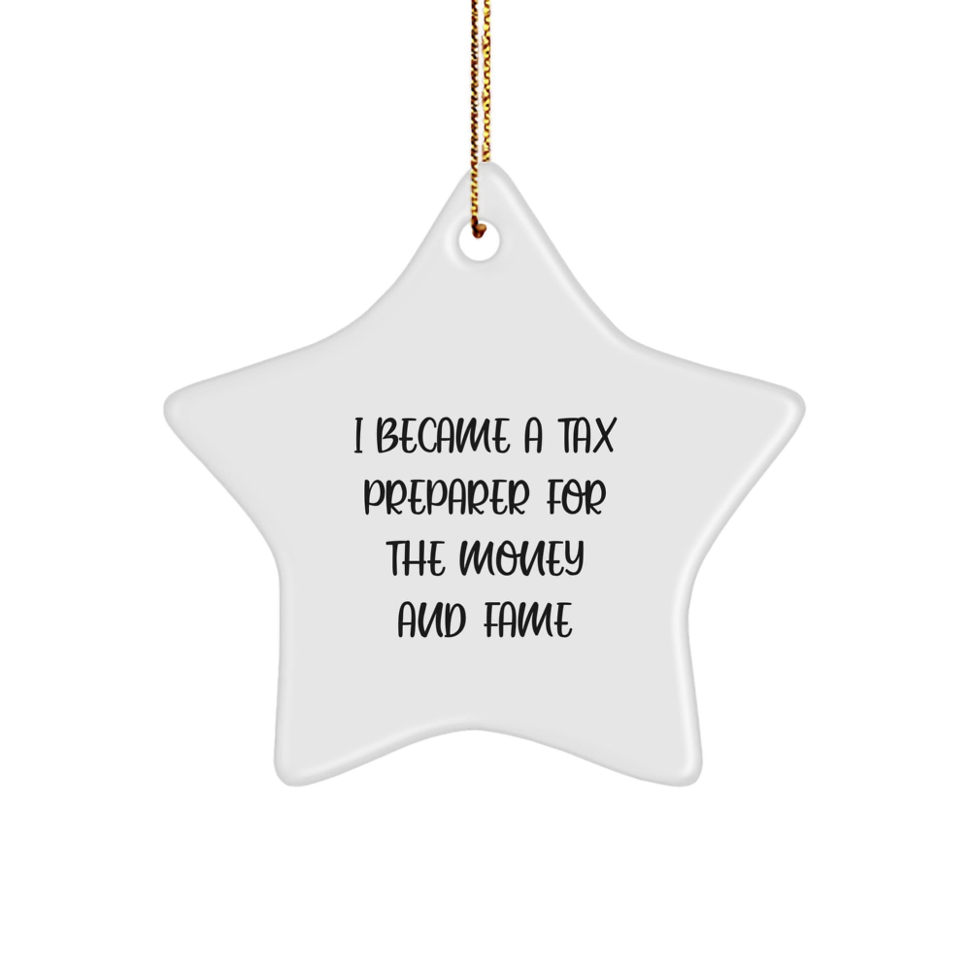 Funny Tax Preparer Gifts from Men for Women and Friends - Star Ornament with I Became A Tax Preparer For The Money And Fame Quote - Christmas Unique Decorations - Image 1