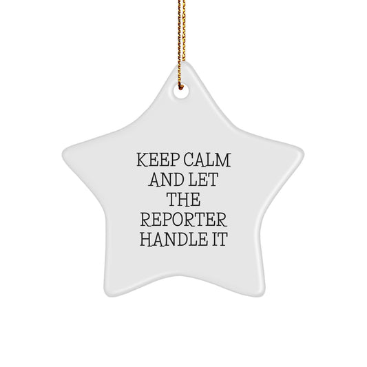 Funny Reporter Star Ornament Gifts from Men to Coworker Friends on Christmas Unique - Image 1