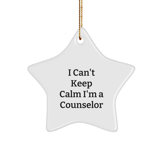 Funny Counselor Gifts from Friends for Christmas Star Ornament I Can't Keep Calm I'm A Counselor - Image 1