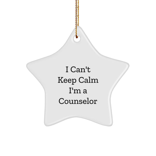 Funny Counselor Gifts from Friends - Christmas Unique Star Ornament for Counselor - 'I Can't Keep Calm I'm A Counselor' Inspirational Motivational Wall Decor - Image 1