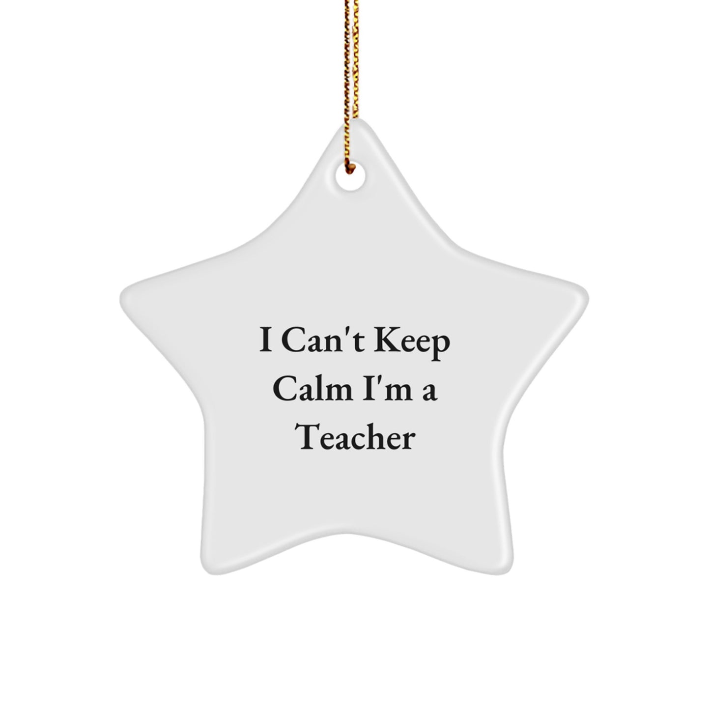Funny Teacher Gifts from Men to Women Friends - I Can't Keep Calm Star Ornament for Christmas Unique Presents - Image 1