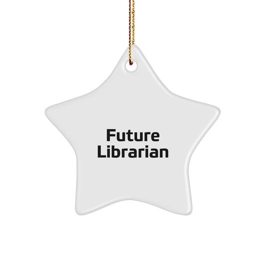 Funny Librarian Gifts for Her, 'Future Librarian' Star Ornament, White Star Shaped Decoration, Gifts from Friends to Family - Image 1