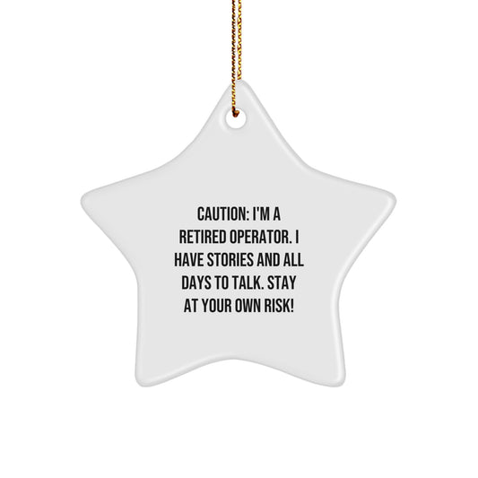 Funny Operator Gifts for Men, Star Ornament with Caution Quote, Christmas Unique Presents from Friends to Coworkers - Image 1