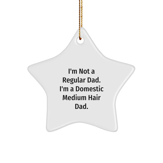 Funny Domestic Medium Hair Dad Gifts - Star Ornament for Christmas, Gifts from Dad to Domestic Medium Hair - Image 1