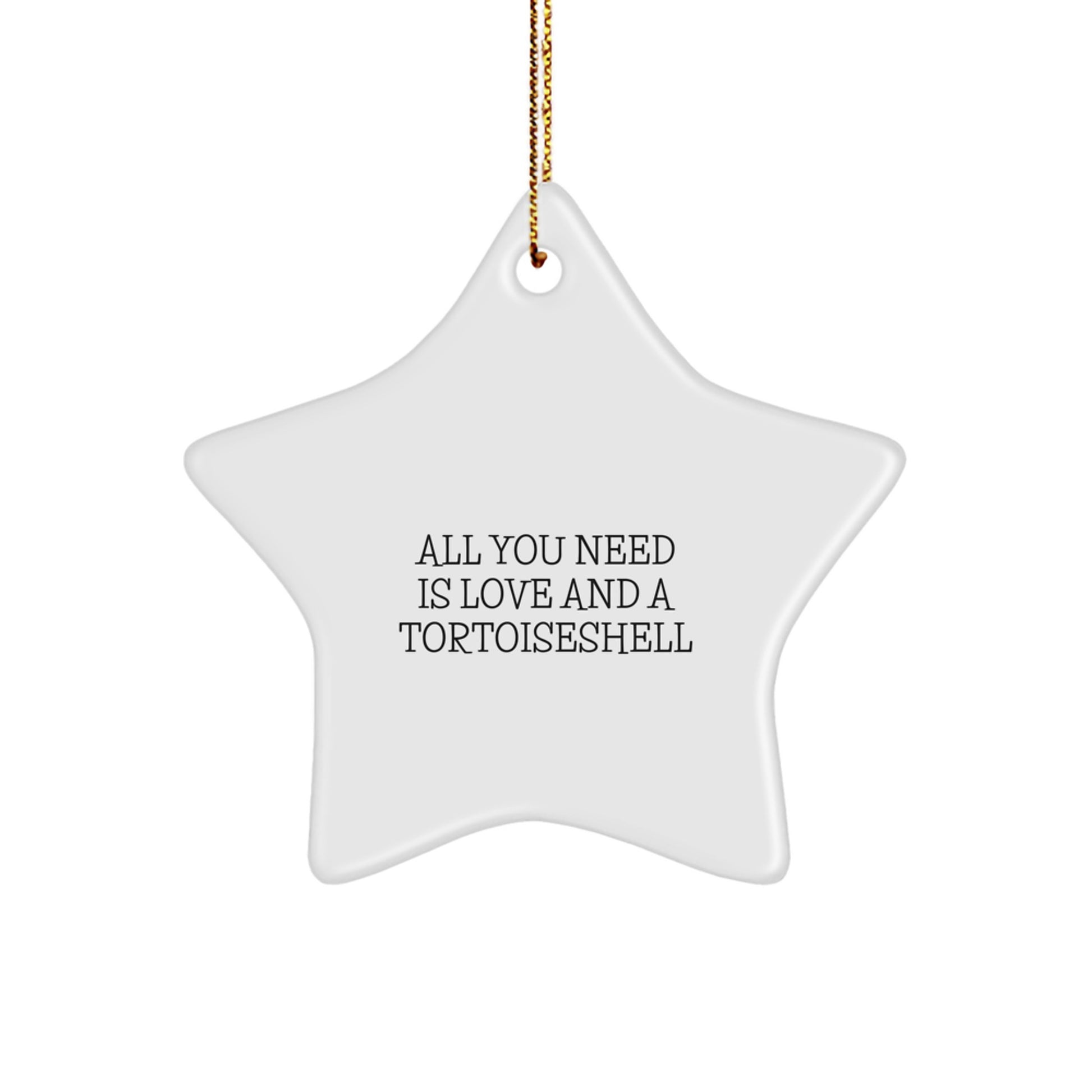 Tortoiseshell Cat Lovers Gifts from Family - 'All You Need Is Love And A Tortoisell' Christmas Star Ornament - Image 1