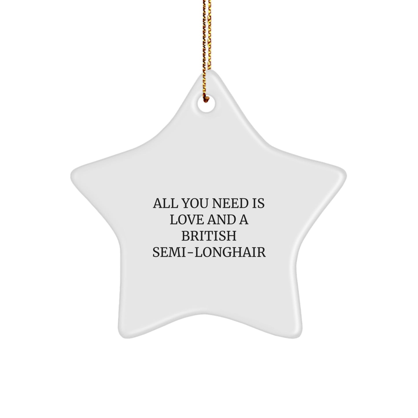 British Semi-Longhair Cat Star Ornament, All You Need Is Love And A British Semi-longhair, Funny Christmas Unique Gifts from Family for British Semi-Longhair Cat - Image 1