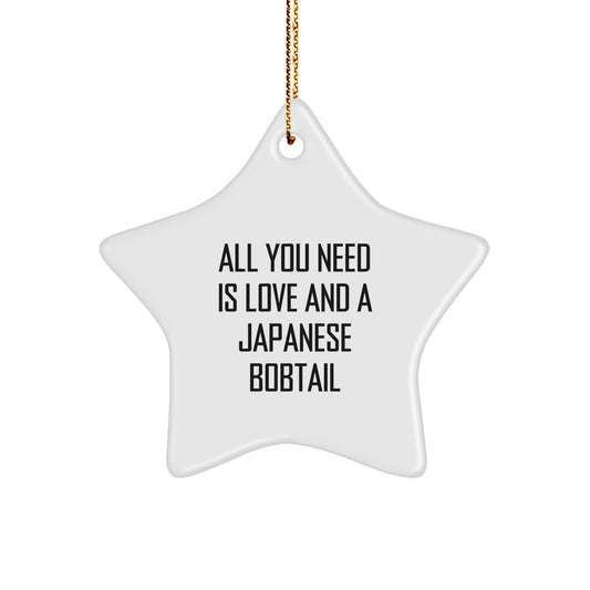 Japanese Bobtail Cat Lover Gifts from Friends, Family, or Coworkers - 'All You Need Is Love' Star Ornament for Men, Women, or Family - Image 1