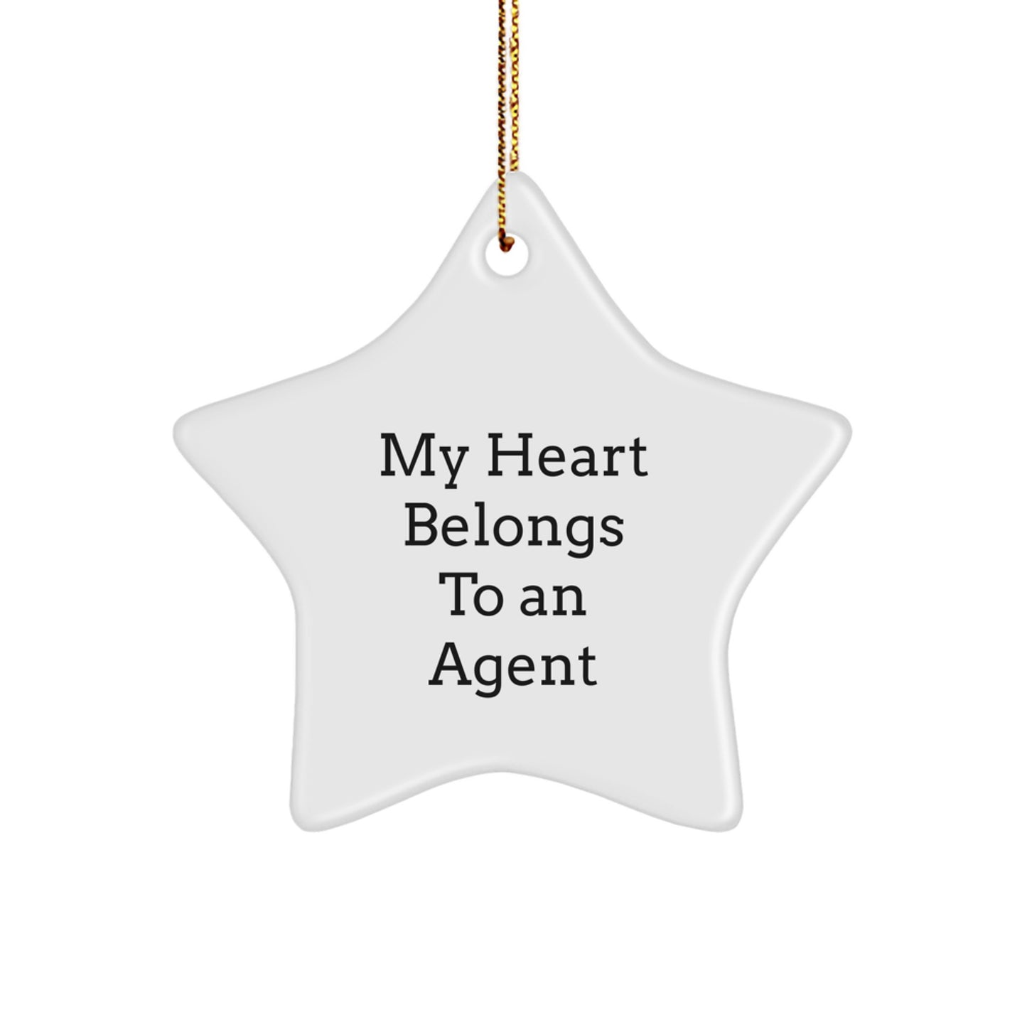 Funny Agent Gifts from Friends and Family - My Heart Belongs To An Agent Star Ornament, Christmas Unique Gifts for Agent Lovers - Image 1