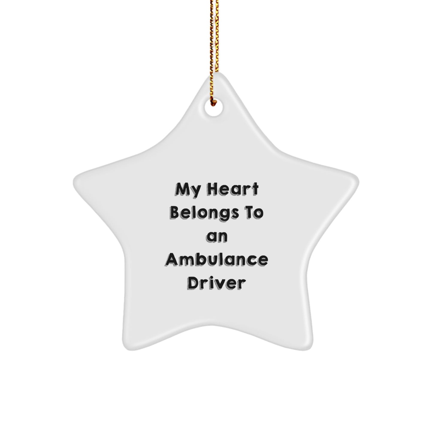 Funny Ambulance Driver Gifts from Friends, Ambulance Star Ornament White Star Shaped Christmas Unique Gifts for Ambulance Driver - Image 1
