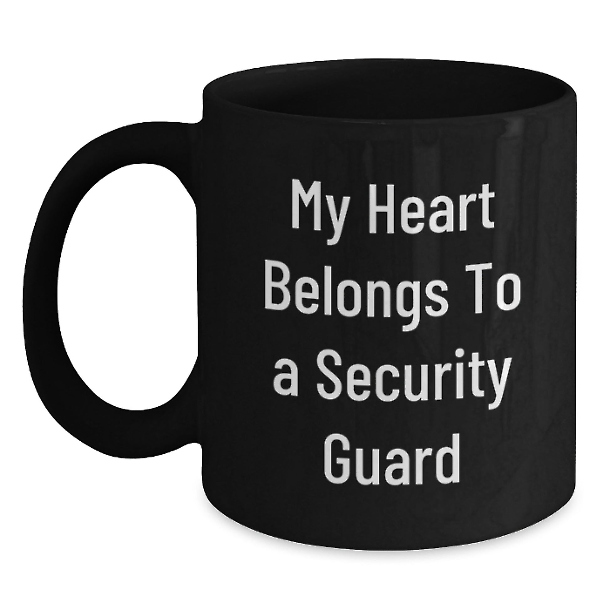 Funny Security Guard Gifts from Men to Security Guard, Black Coffee Mug My Heart Belongs To A Security Guard, Christmas Unique Gifts - Main