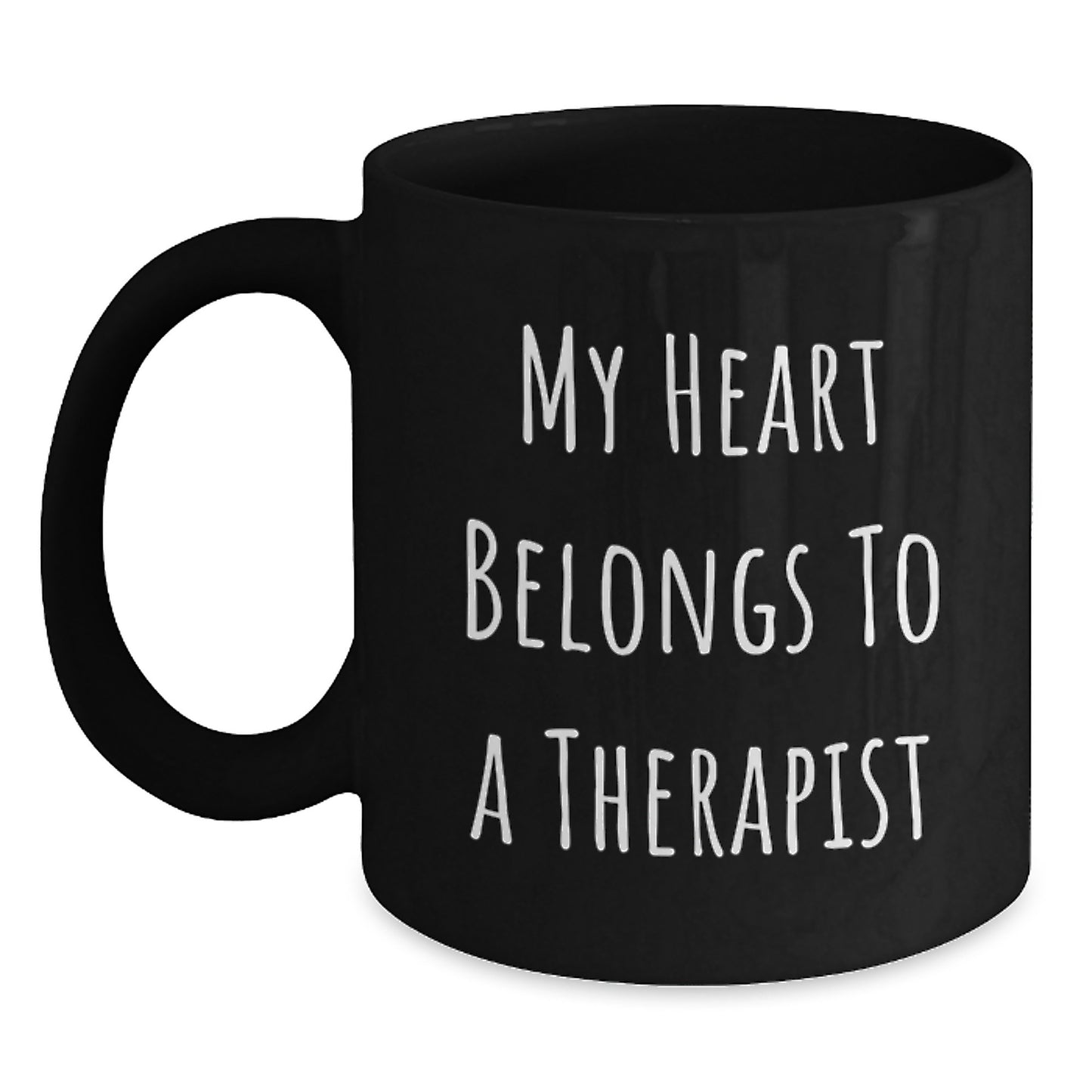 Funny Therapist Gifts for Christmas - 'My Heart Belongs To A Therapist' Black Coffee Mug from Friends - Main
