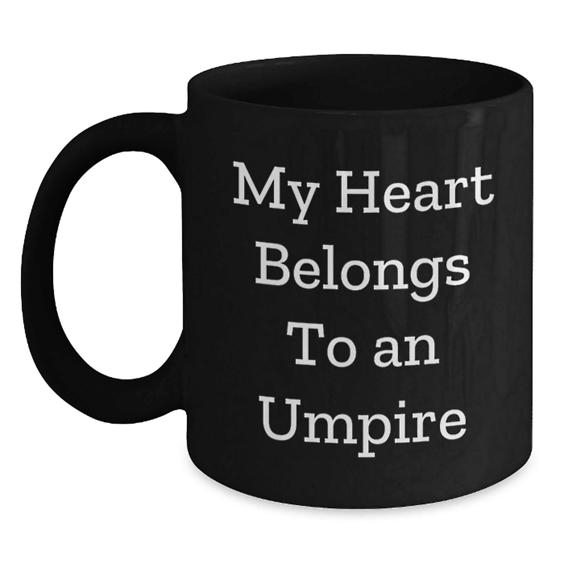 Funny Umpire Gifts for Him, Black Coffee Mug, 'My Heart Belongs To An Umpire' Christmas Unique Gifts from Men to Umpire Friends - Main