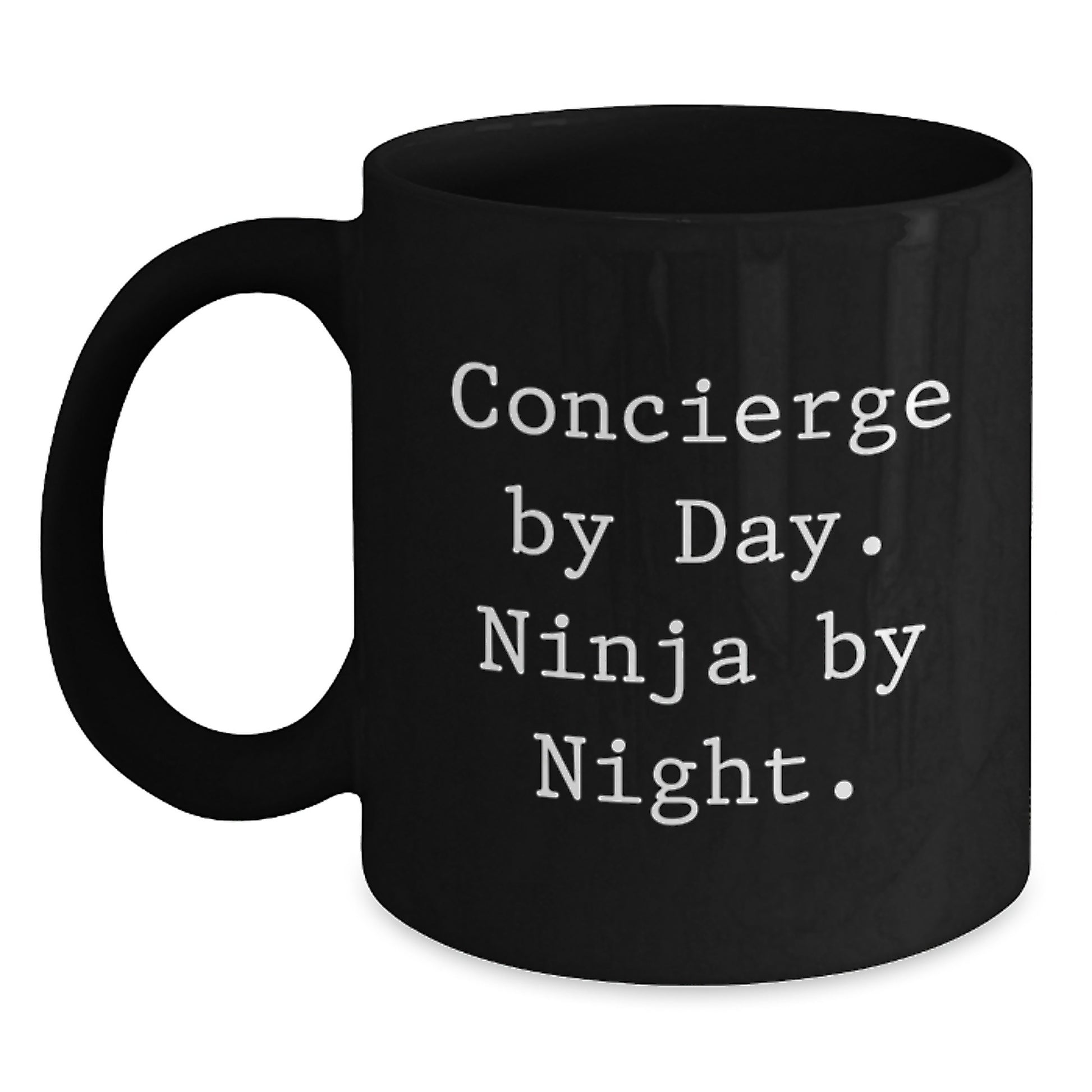 Concierge Gifts from Men | Funny Graduation Unique Concierge Black Coffee Mugs - 'Concierge By Day. Ninja By Night.' for Family - Main
