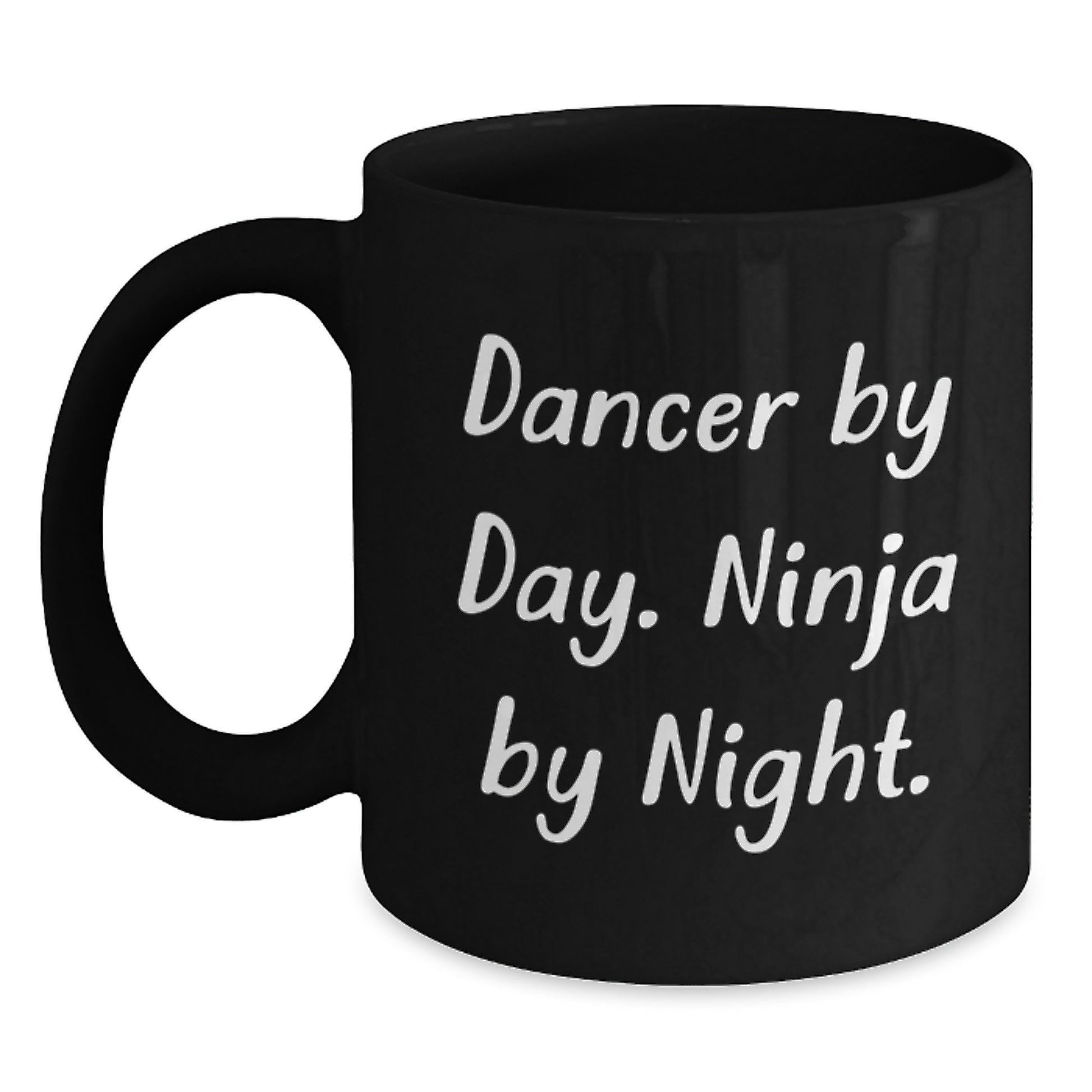 Funny Dancer Gifts Black Coffee Mug for Christmas 'Dancer By Day Ninja By Night' - Main