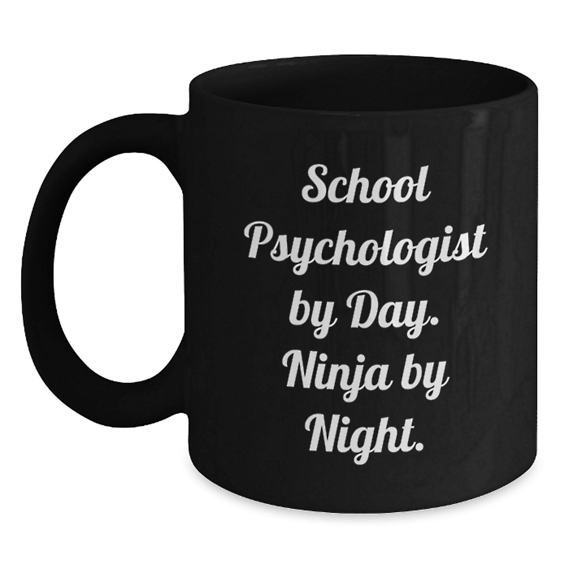 Funny School Psychologist Gifts for Men by Day, Ninja Mug by Night, Black Ceramic Coffee Mugs for Christmas Unique Presents - Main