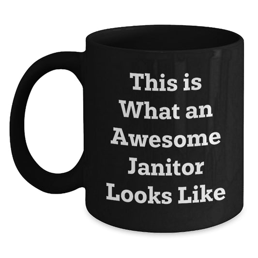 Funny Janitor Gifts from Friends and Family - This Is What An Awesome Janitor Looks Like - Black Coffee Mug for Janitor - Main