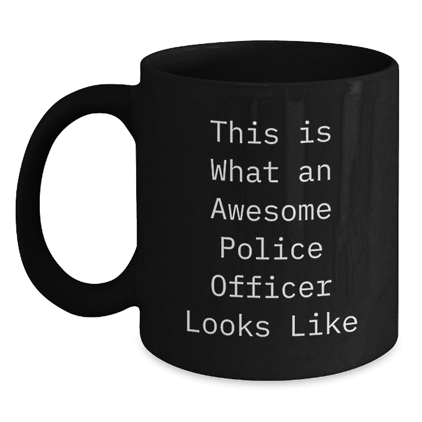 Funny Police Officer Gifts, 'This Is What An Awesome Police Officer Looks Like' Black Coffee Mug for Men, Women, Police Officer Birthday Unique Gifts from Friends, Coworkers, Family - Main