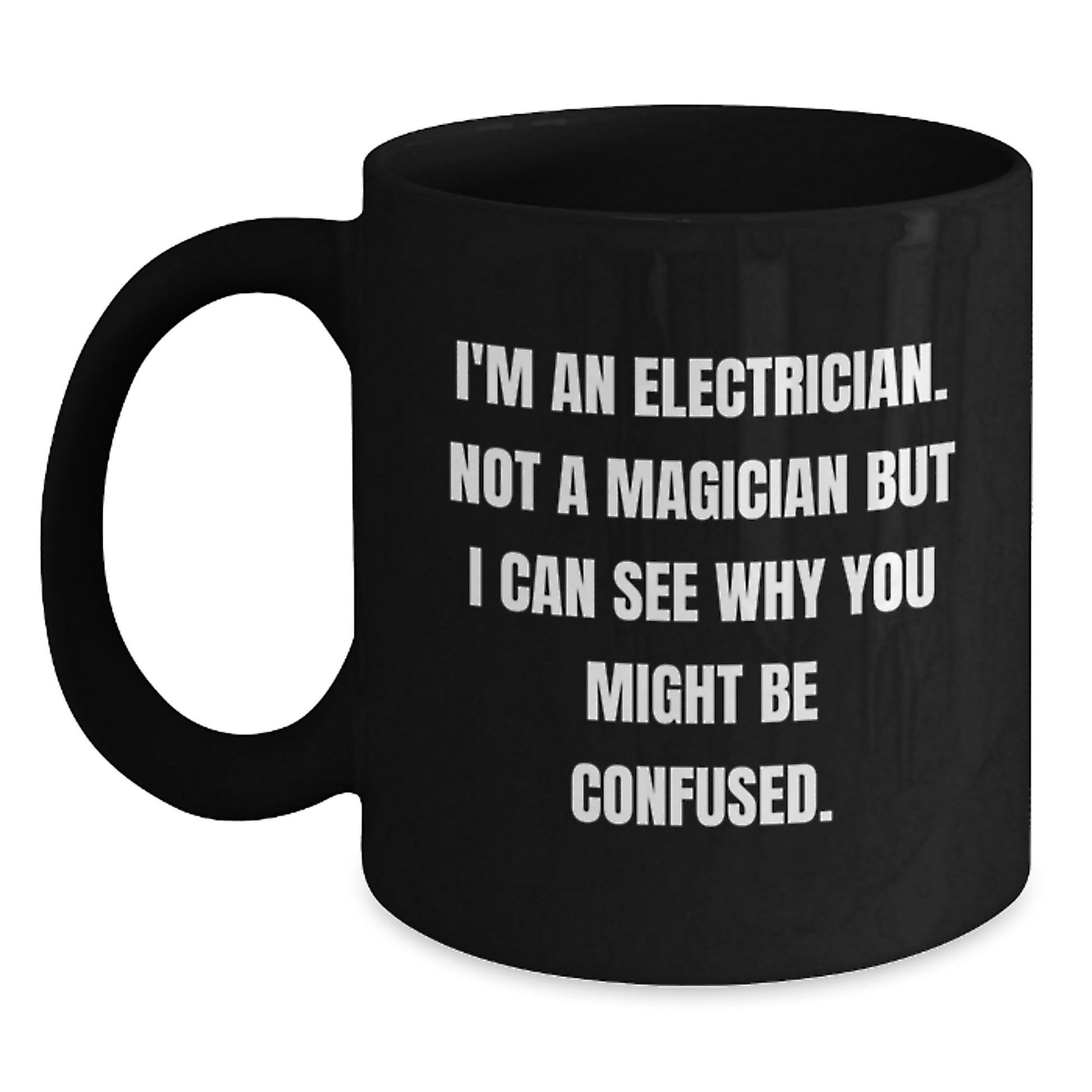 Funny Electrician Gifts from Friends for Electrician Men Black Coffee Mugs, Unique Christmas Unique Gifts for Electrician Colleagues, Electrician Humor Mug for Coffee Lovers - Main