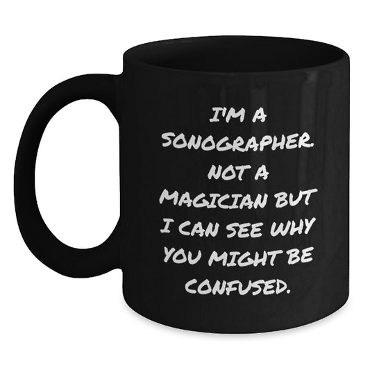 Funny Sonographer Gifts from Friends Black Coffee Mug for Sonographer's Christmas - Main
