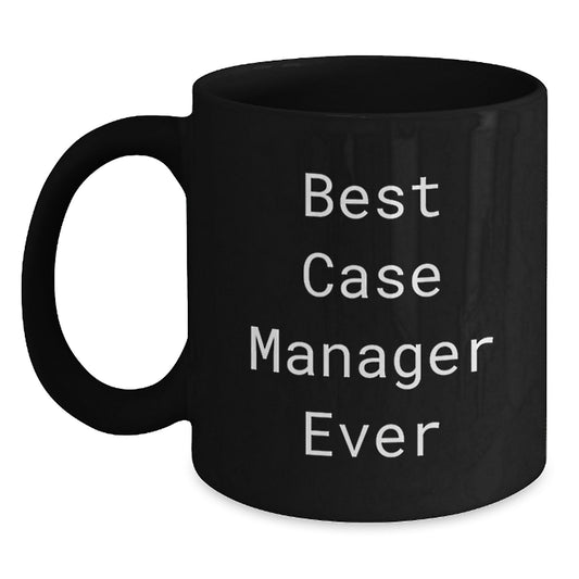 Funny Case Manager Gifts from Family - Best 'Case Manager Ever' Black Coffee Mug for Christmas Unique Presents for Case Managers - Main