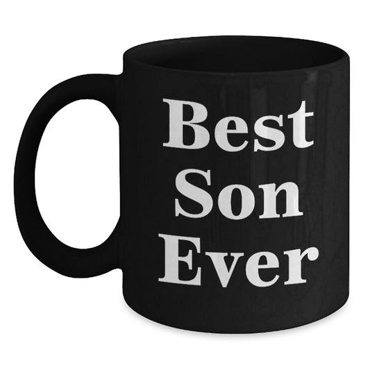 Funny Son Gifts for Men Black Coffee Mug with Best Son Ever Quote, Perfect Christmas Unique Gift Ideas for Dad - Main