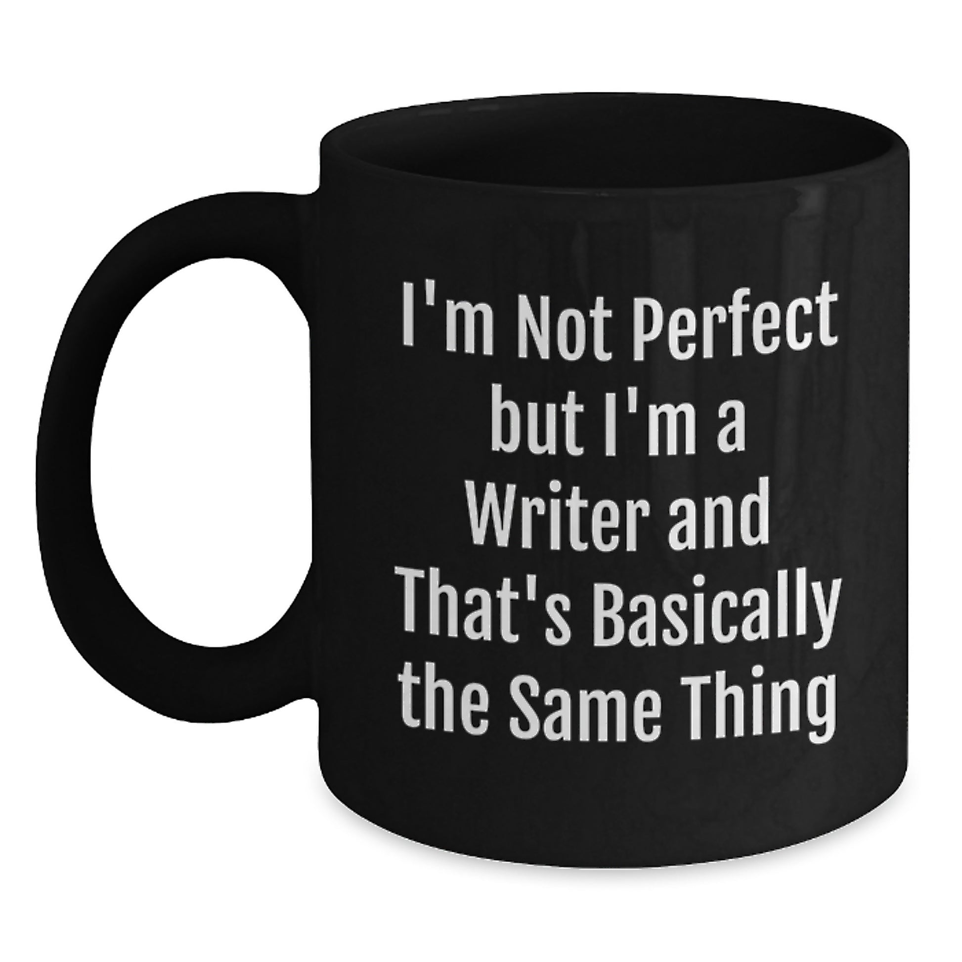 Funny Gifts from Friends, Unique Writer Gifts for Men on Christmas, Black Coffee Mugs with I'm Not Perfect But I'm A Writer - Main