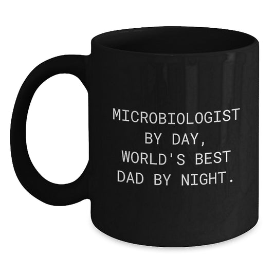 Funny Microbiologist Gifts for Him, World's Best Dad Coffee Mug, Black Ceramic Mug - Unique Christmas Unique Gifts from Dad to Microbiologist Son - Main