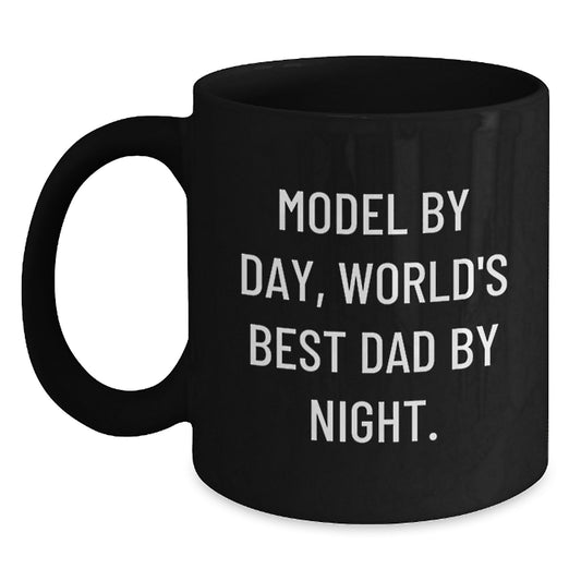 Funny Model Gifts, Black Coffee Mug for Model By Day, World's Best Dad By Night. Gifts from Dad to Model, Model Coffee Lover, Unique Model Christmas Unique Gifts - Main