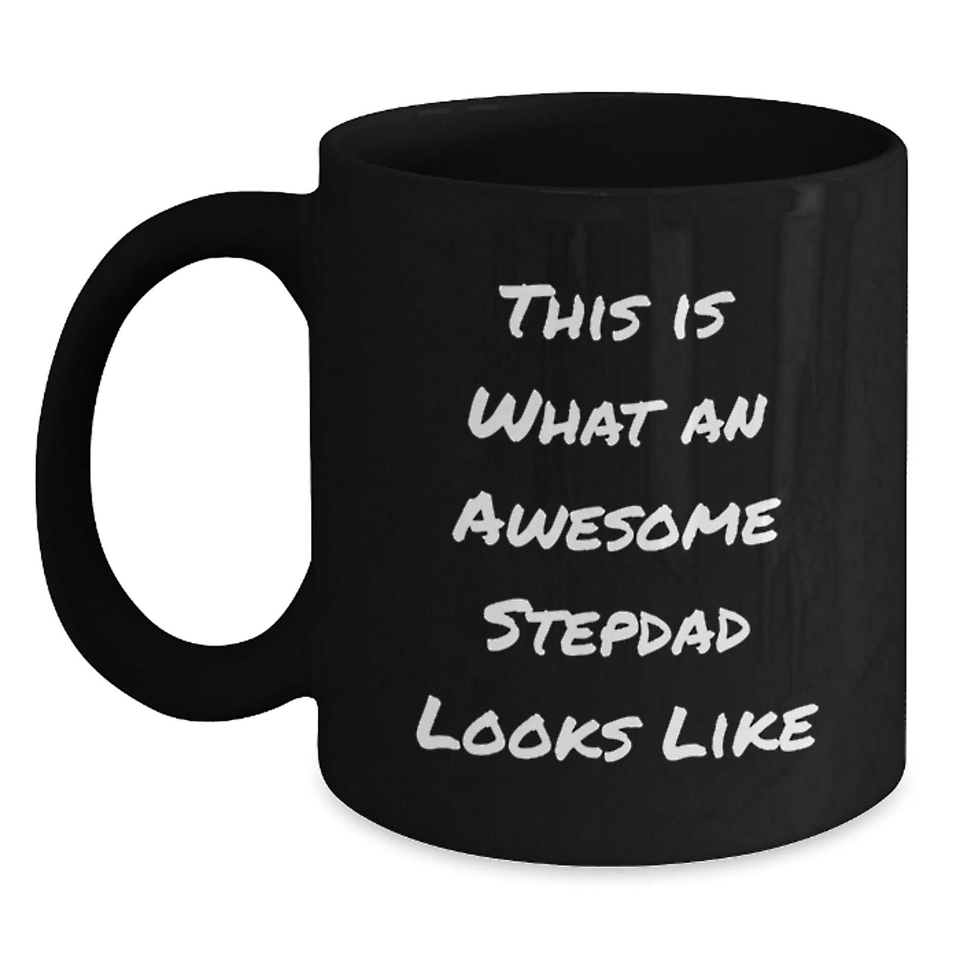 Funny Stepdad Gifts for Him, Awesome Stepdad Quote on Black Coffee Mug, Graduation Unique Gifts from Friends or Family - Main