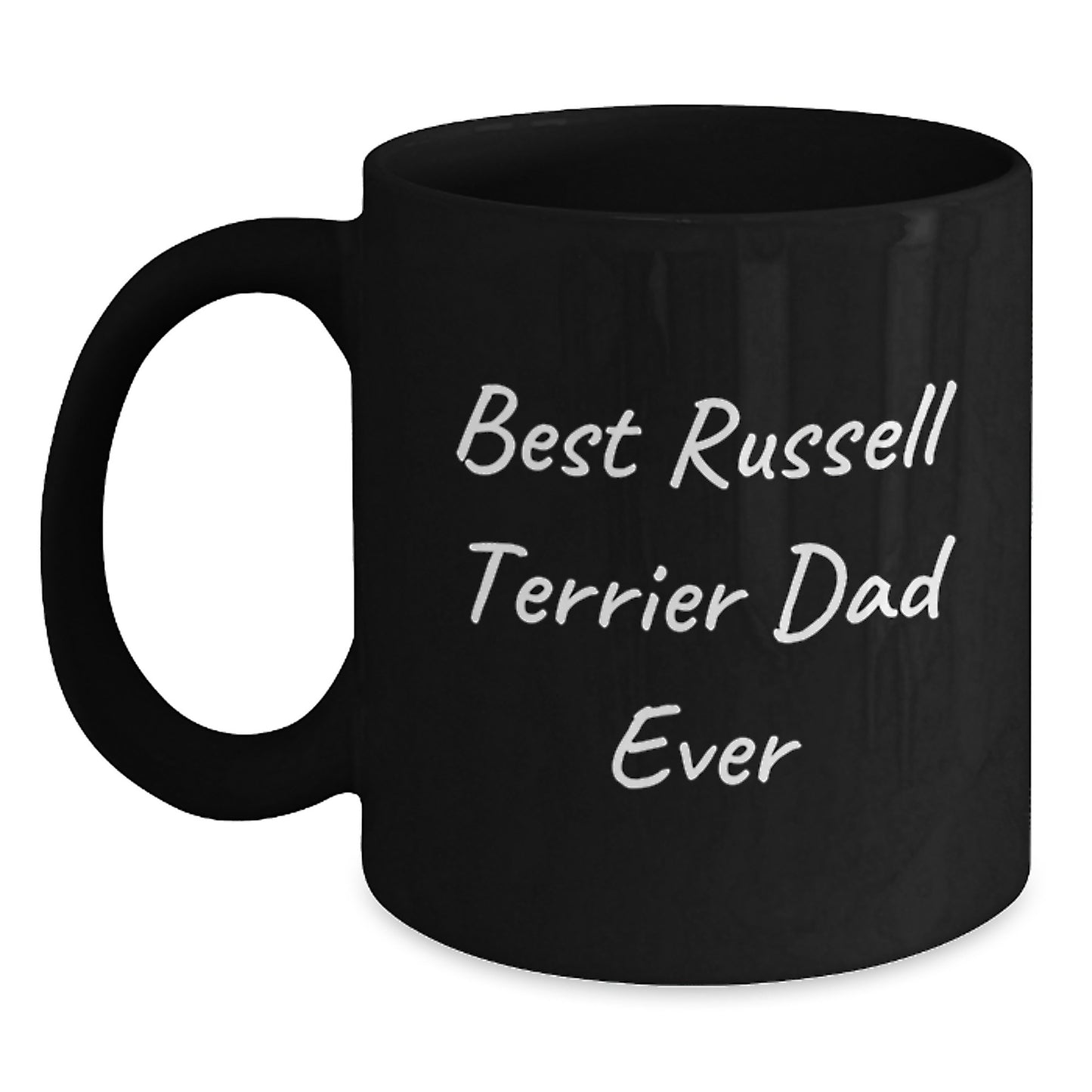 Russell Terrier Dog Lover's Best Dad Ever Funny Birthday Unique Gift from Men to Russell Terrier Dog Black Coffee Mug, Gifts for Russell Terrier Dog Dad - Main