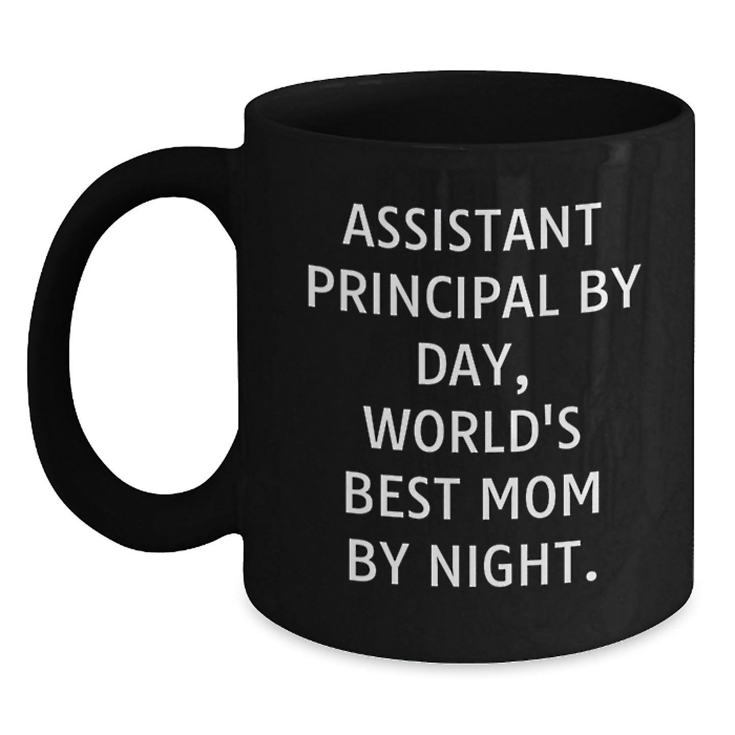 Funny Gifts from Mom to Assistant Principal, Black Coffee Mug - Assistant Principal By Day, World's Best Mom By Night. Christmas Unique Gifts for Assistant Principal - Main