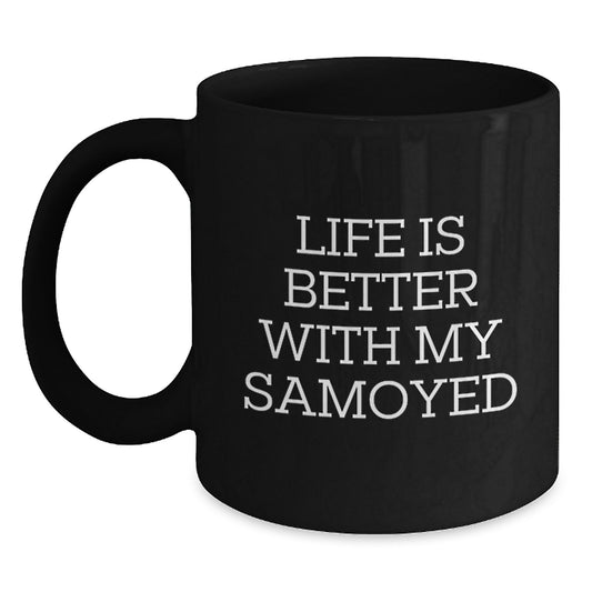 Samoyed Dog Lover Gifts from Women - Black Coffee Mug for Valentine's Unique - Main