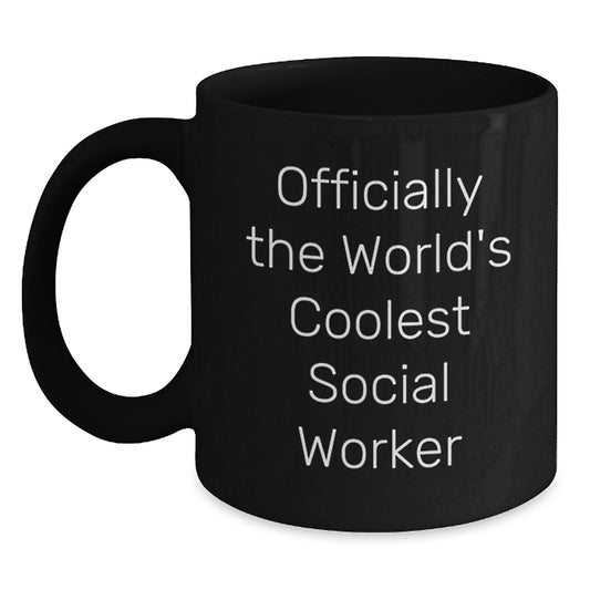 Funny Social Worker Gifts for Men Friends Family Members from Gifts for Social Worker Black Coffee Mug Officially The World's Coolest Social Worker - Main